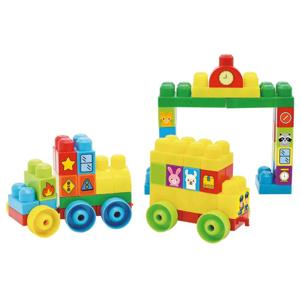 Construcciones Y Puzzles Toy Planet Bloques Set De Tren 76 Piezas multicolor para niños