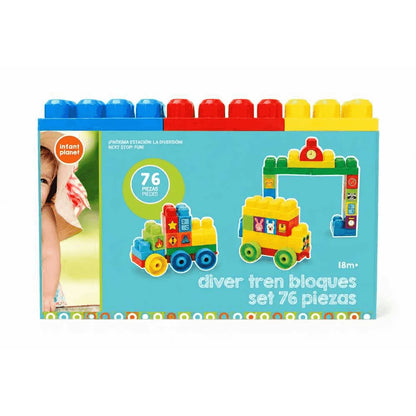 Construcciones Y Puzzles Toy Planet Bloques Set De Tren 76 Piezas multicolor para niños