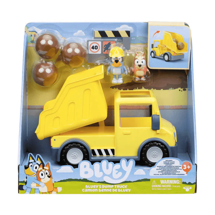 Figuras Y Minimundos Famosa Camión Benne De Bluey Incluye Bluey Con Casco Y Bingo multicolor para niños