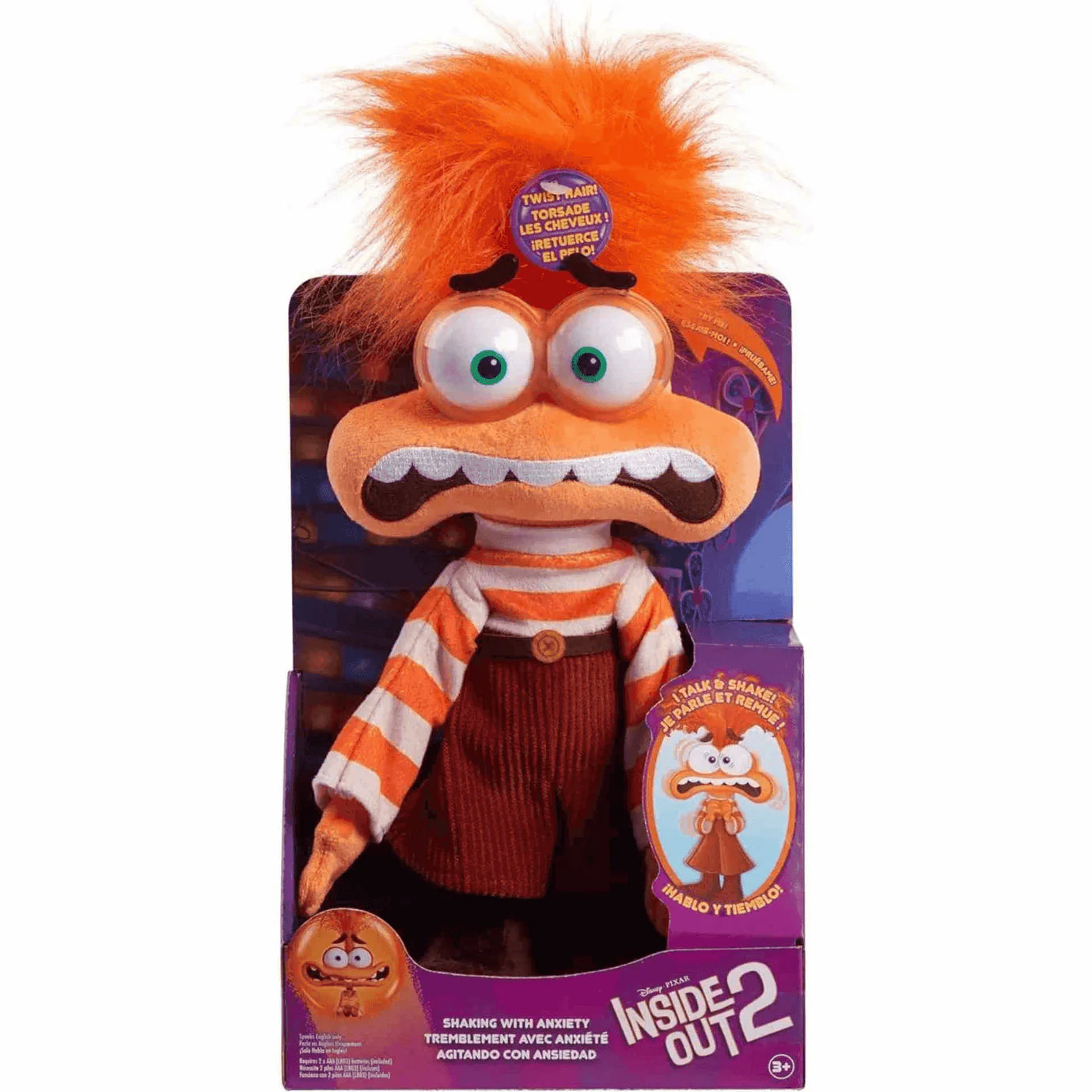 Muñecas Y Peluches Just  Play Disney Pixar Del Revés 2 - Peluche Ansiedad Con Voz Y Vibración multicolor para niños