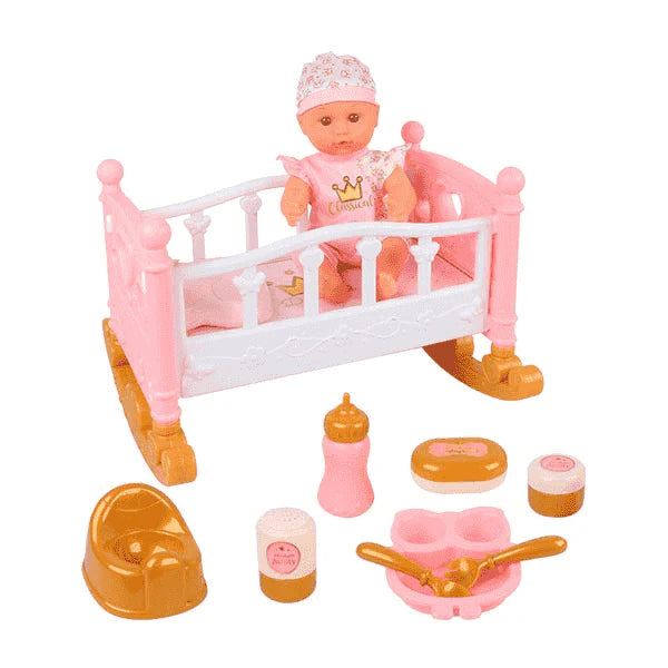 Muñecas Y Peluches Toy Planet Bebe Y Su Cuna rosa para niños