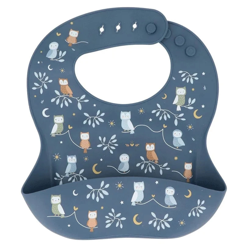 Para Comer Tutete Babero Silicona Con Depósito Magical Forest azul para bebe