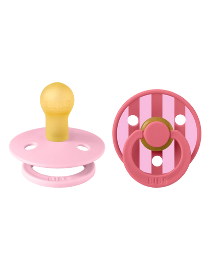 Lactancia Bibs 2 Chupetes Bibs Studio Colour Round Block Baby Pink Coral Mix rosa para bebe