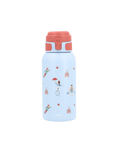 Para Comer Tutete Botella De Acero Térmica Con Pajita  Circus Show azul para niños