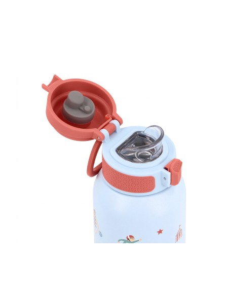 Para Comer Tutete Botella De Acero Térmica Con Pajita  Circus Show azul para niños