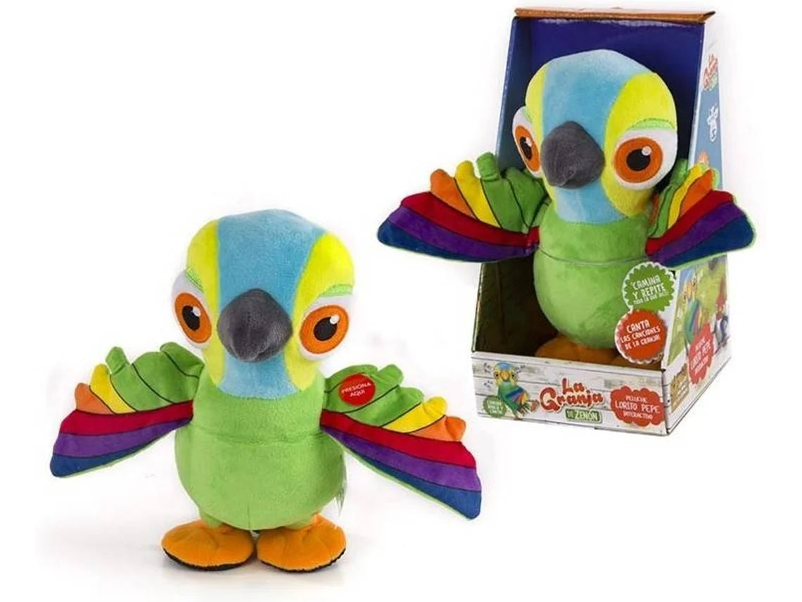 Primera Infancia Bandai La Granja De Zenón - Peluche Musical Interactivo Lorito Pepe multicolor para niños