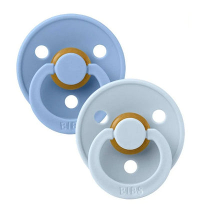Lactancia Bibs 2 Chupetes Bibs Colour Round Sky Blue- Babu Blue azul para bebe