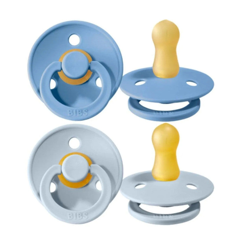 Lactancia Bibs 2 Chupetes Bibs Colour Round Sky Blue- Babu Blue azul para bebe