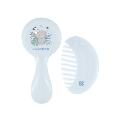 Baño Kikka Boo Set Cepillo Y Peine Con Cerdas Naturales azul para bebe