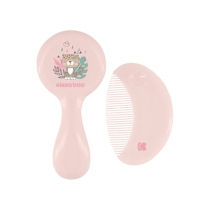Baño Kikka Boo Set Cepillo Y Peine Cerdas Naturales rosa para bebe