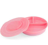Para Comer Twistshake Plato Dividido Con Tapa Pastel Rosa rosa para bebe