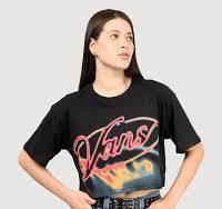 Camiseta Vans Afterburn Relaxed Crop Black negro para mujer