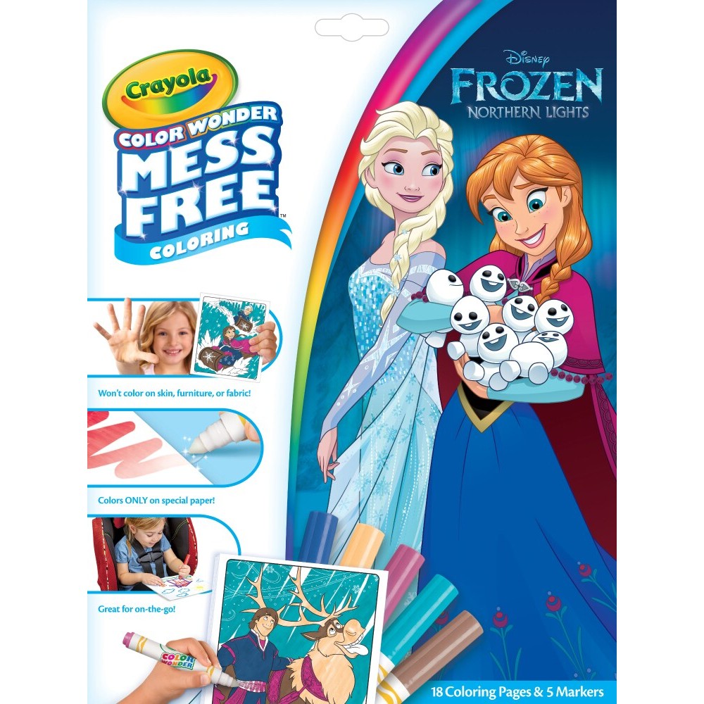 Juegos De Mesa Crayola Disney Frozen Colorea Sin Manchas,18 Páginas Para Colorear Y 4 Rotuladores multicolor para niños