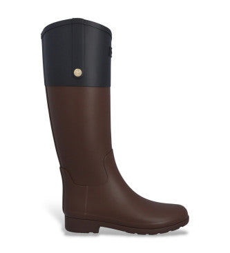 Botas Hunter Refined Gold Trim Riding  negro/marron para mujer