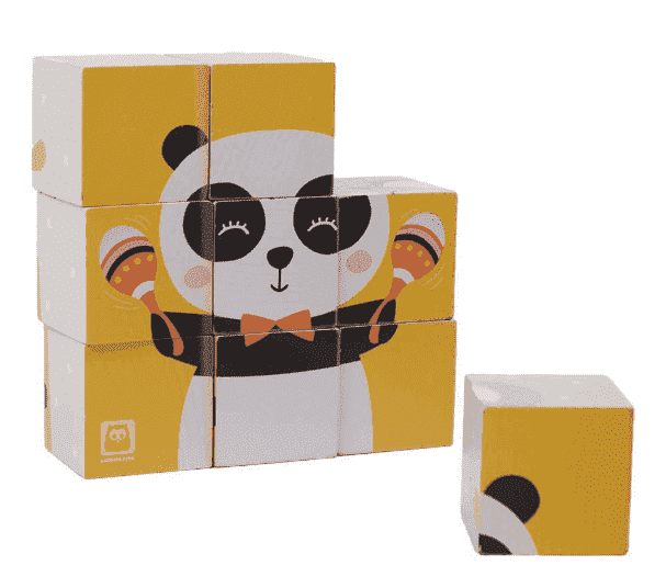 Construcciones Y Puzzles Toynamics Rompecabezas De Cubos De Madera – Animal multicolor para niños