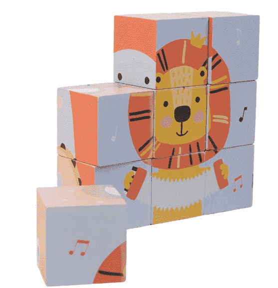 Construcciones Y Puzzles Toynamics Rompecabezas De Cubos De Madera – Animal multicolor para niños
