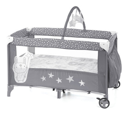 En Casa Jané 6838-T01-Gris Cuna De Viaje Dos Alturas Stars para mundo bebé