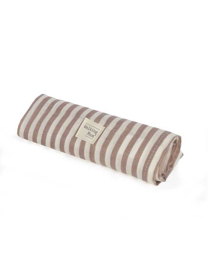 Paseo Walking Mum Muselina Praliné Rayas Moka marrón para bebe