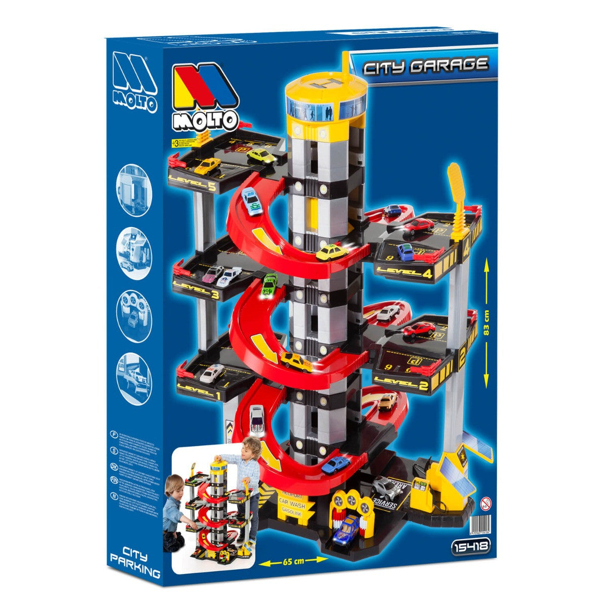 Otros Molto Parking 3 Plantas Con elevador automático y Helicóptero multicolor para niños