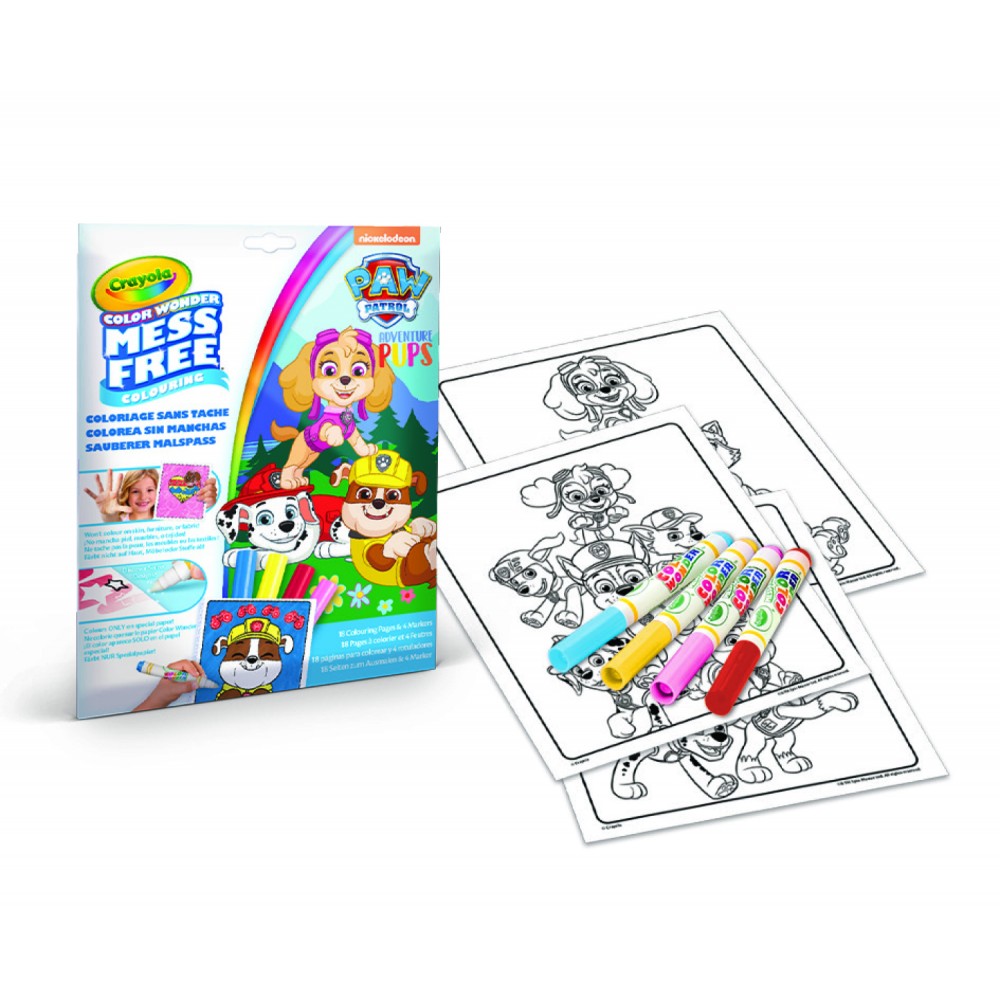 Juegos De Mesa Crayola Patrulla Canina ¨Jungle Pups¨Colorea Sin Manchas,18 Páginas Para Colorear Y 4 Rotuladores multicolor para niños