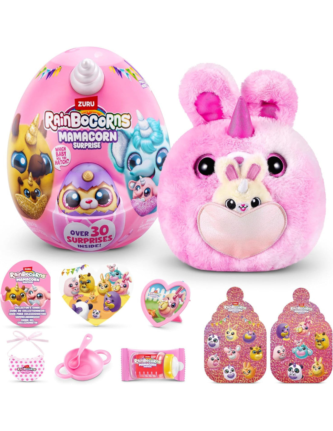 Muñecas Y Peluches Zuru Rainbocorns-Mamacorn Con Bebé Y 30 Sorpresas multicolor para niños