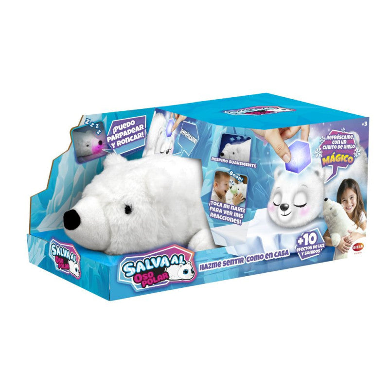 Muñecas Y Peluches Bizak Salva Al Oso Polar,Peluche Interactivo blanco para niños