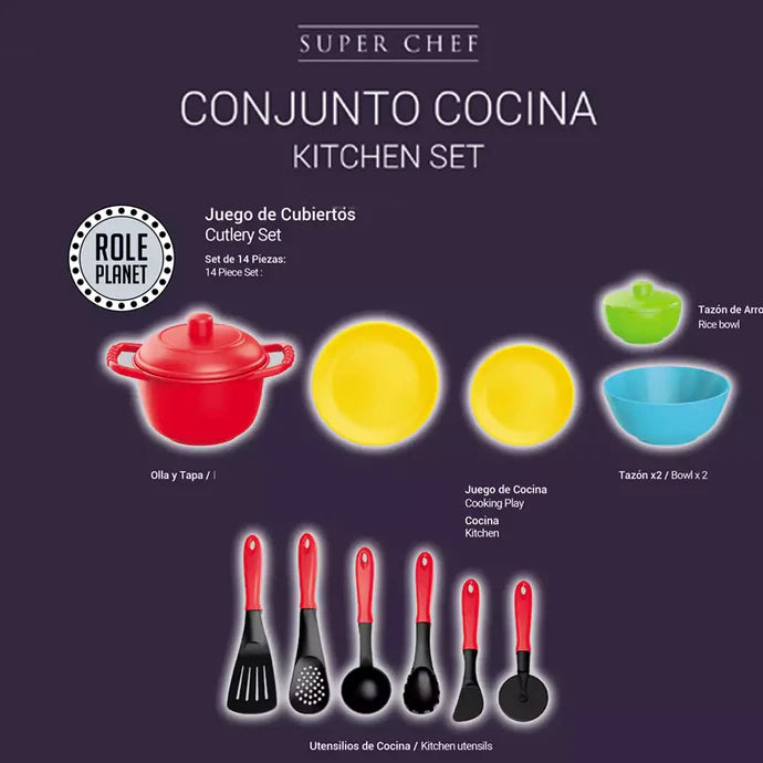 Otros Toy Planet Conjunto Cocina Super Chef 14 Piezas multicolor para niños