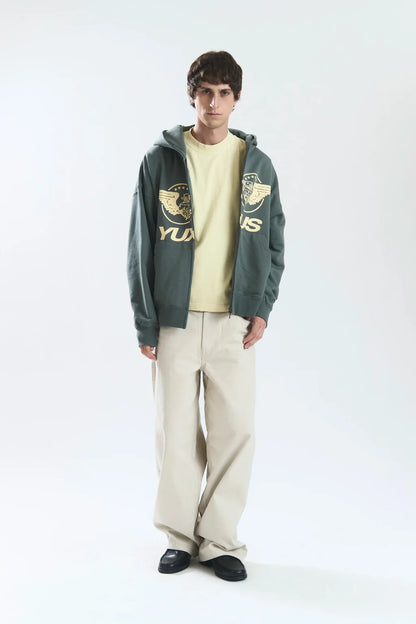 Sudadera Yuxus Vane Zip verde para hombre
