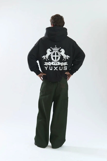 Sudadera Yuxus Press Hoodie negro para hombre
